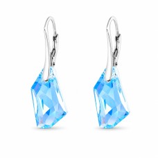 Sidabriniai auskarai moterims DiamondSky „Hyperborea (Aquamarine Blue)“ su Swarovski kristalais