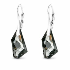 Серебряные серьги 925 пробы «Гиперборея (Silver Night)» с кристаллами Swarovski®