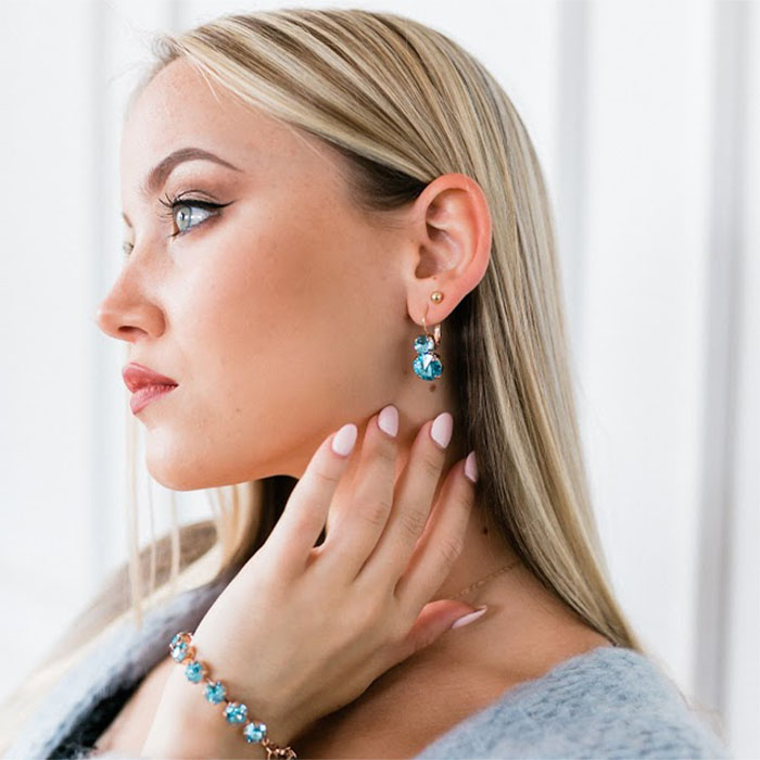 Серьги «Кларис VIII (Aquamarine Blue)» с кристаллами Swarovski®
