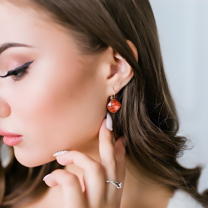 Серьги «Ослепительный Блеск IV (Padparadscha)» с кристаллами Swarovski®