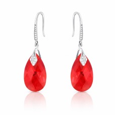 Sidabriniai auskarai moterims DiamondSky „Baroque III (Light Siam AB)“ su Swarovski kristalais