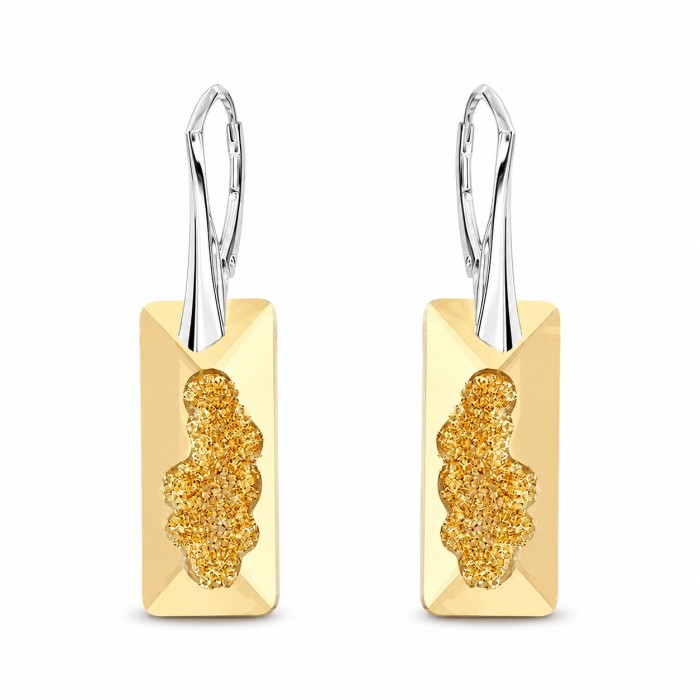 Sidabrinis papuošalų rinkinys moterims DiamondSky „Growing Crystal II (Golden Shadow)“ su Swarovski kristalais