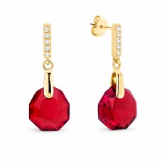 Sidabriniai auskarai „Calathea (Scarlet)“ su Swarovski® kristalais