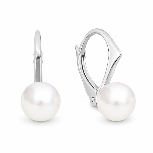 Серебряные серьги 925 пробы «Рани» с жемчугом Swarovski®