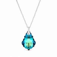 Sidabrinis pakabukas „Baroque V (Bermuda Blue)“ su Swarovski® kristalais