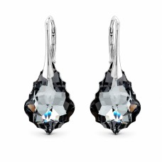 Sidabriniai auskarai „Baroque V (Silver Night)“ su Swarovski® kristalais