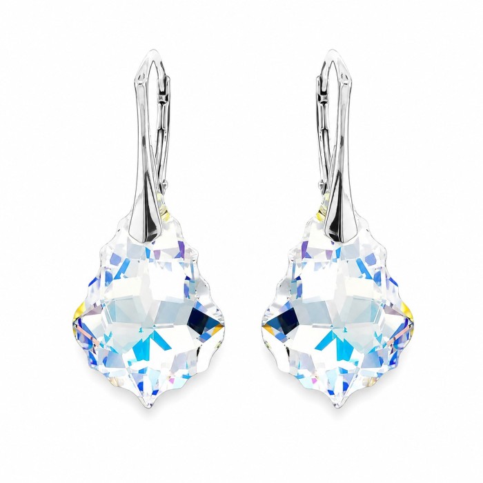 Sidabriniai auskarai moterims DiamondSky „Baroque V (Aurora Borealis)“ su Swarovski kristalais