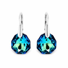 Серебряные серьги 925 пробы «Ледяные Грани (Bermuda Blue)» с кристаллами Swarovski®
