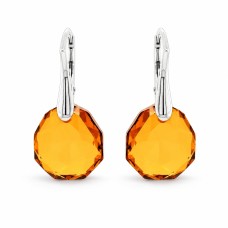 Sidabriniai auskarai „Frozen Edges (Light Amber)“ iš 925 prabos sidabro su Swarovski kristalais