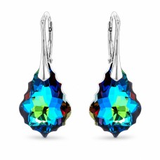 Sidabriniai auskarai „Baroque V (Meridian Blue)“ su Swarovski® kristalais