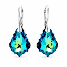Sidabriniai auskarai „Baroque V (Bermuda Blue)“ su Swarovski® kristalais
