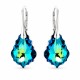 Sidabriniai auskarai „Baroque V (Bermuda Blue)“ su Swarovski® kristalais