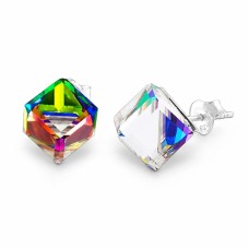 Серебряные серьги 925 пробы «Рубикон II (Vitrail Medium)» с кристаллами Swarovski®