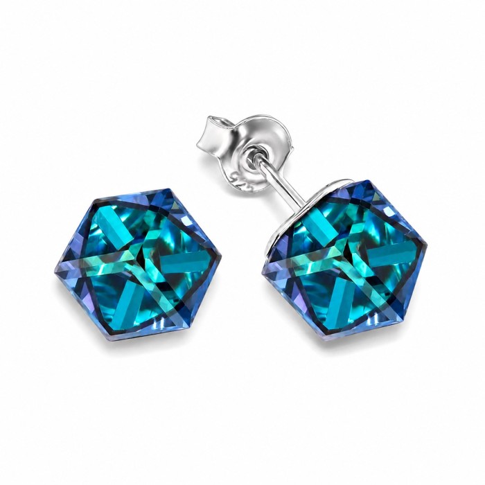 Серебряные серьги 925 пробы «Рубикон II (Bermuda Blue)» с кристаллами Swarovski®