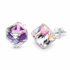 Серебряные серьги 925 пробы «Рубикон II (Vitrail Light)» с кристаллами Swarovski®