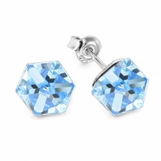 Серебряные серьги 925 пробы «Рубикон II (Aquamarine Comet Argent Light)» с кристаллами Swarovski®