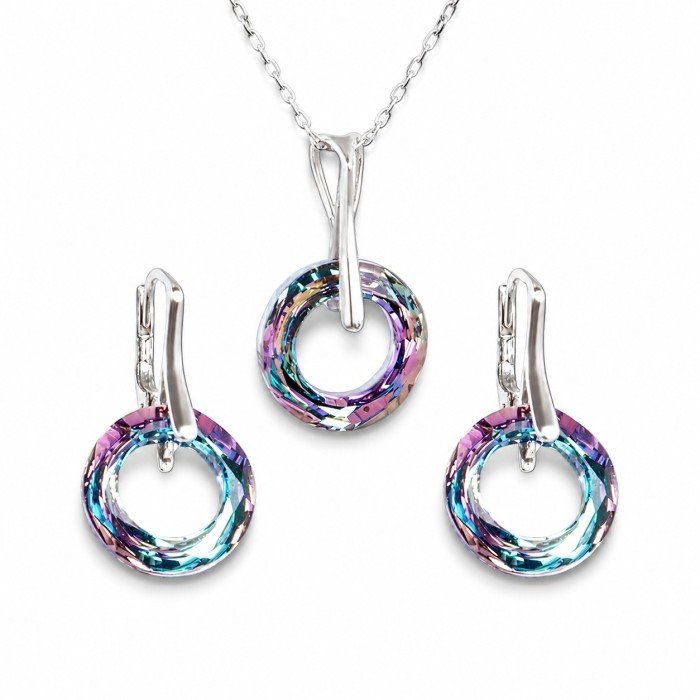 925 Sterling Silver Jewelry Set “Cosmic Ring (Vitrail Light)” Dazzling with Crystals by Swarovski®