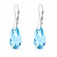 Серебряные серьги 925 пробы «Аншанте (Aquamarine)» с кристаллами Swarovski®