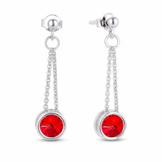 Серебряные серьги 925 пробы «Бонбон (Light Siam)» с кристаллами Swarovski®