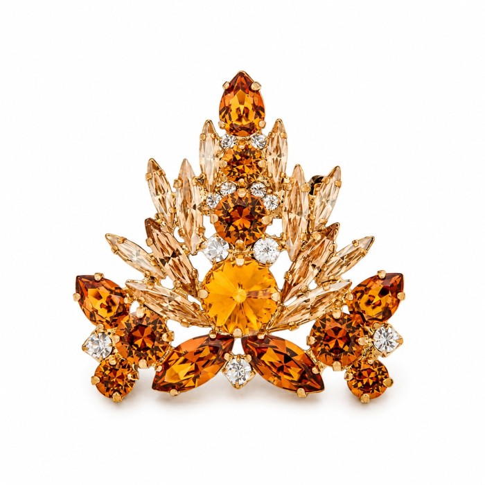 Segė moterims DiamondSky „Kristalo Šakelė II (Light Amber / Topaz / Golden Shadow)“ su Swarovski kristalais
