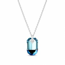 Kaklo papuošalas moterims DiamondSky „Symbiosis (Aquamarine Metallic Blue)“ su Swarovski kristalais