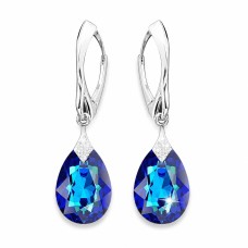 Sidabriniai auskarai „Moon Shine“ (Bermuda Blue) iš 925 prabos sidabro su Swarovski kristalais