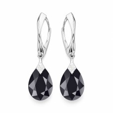 Sidabriniai auskarai „Moon Shine (Jet)“ su Swarovski® kristalais