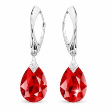 Серебряные серьги 925 пробы «Лунный Блеск (Light Siam)» с кристаллами Swarovski®