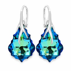 Sidabriniai auskarai „Baroque VI“ (Bermuda Blue) iš 925 prabos sidabro su Swarovski kristalais