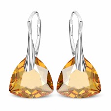 Sidabriniai auskarai „Evening Shine (Golden Shadow)“ su Swarovski® kristalais