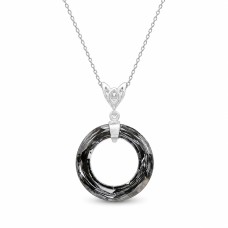 Kaklo papuošalas moterims DiamondSky „Cosmic Ring (Silver Night)“ su Swarovski kristalais