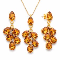 Papuošalų rinkinys moterims „Amber II (Light Amber)“ su Preciosa® kristalais