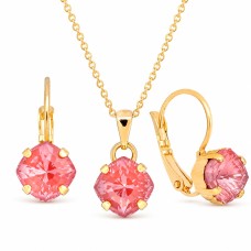 Papuošalų rinkinys moterims „Magical Square (Maroon Ignite)“ su Swarovski® kristalais
