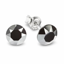 Sidabriniai auskarai moterims DiamondSky „Classic (Jet Hematite)“ su Swarovski kristalais