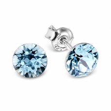 Sidabriniai auskarai moterims DiamondSky „Classic (Aquamarine Blue)“ su Swarovski kristalais