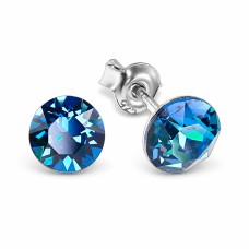 Серебряные серьги «Классика (Bermuda Blue)» с кристаллами Сваровски®