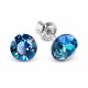 925 Sterling Silver Earrings “Classic” (Bermuda Blue) embellished with Crystals by Swarovski®