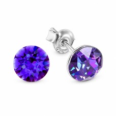 Sidabriniai auskarai moterims DiamondSky „Classic (Heliotrope)“ su Swarovski kristalais