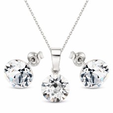 Sidabrinis papuošalų rinkinys moterims DiamondSky „Classic“ su Swarovski kristalais