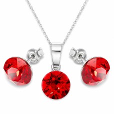 Sidabrinis papuošalų rinkinys moterims „Classic (Light Siam)“ su Swarovski® kristalais