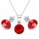 Серебряный женский комплект 925 пробы «Классика (Light Siam)» с кристаллами Swarovski®