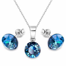 Sidabrinis papuošalų rinkinys moterims „Classic (Bermuda Blue)“ su Swarovski® kristalais