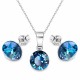 Sidabrinis papuošalų rinkinys moterims „Classic (Bermuda Blue)“ su Swarovski® kristalais