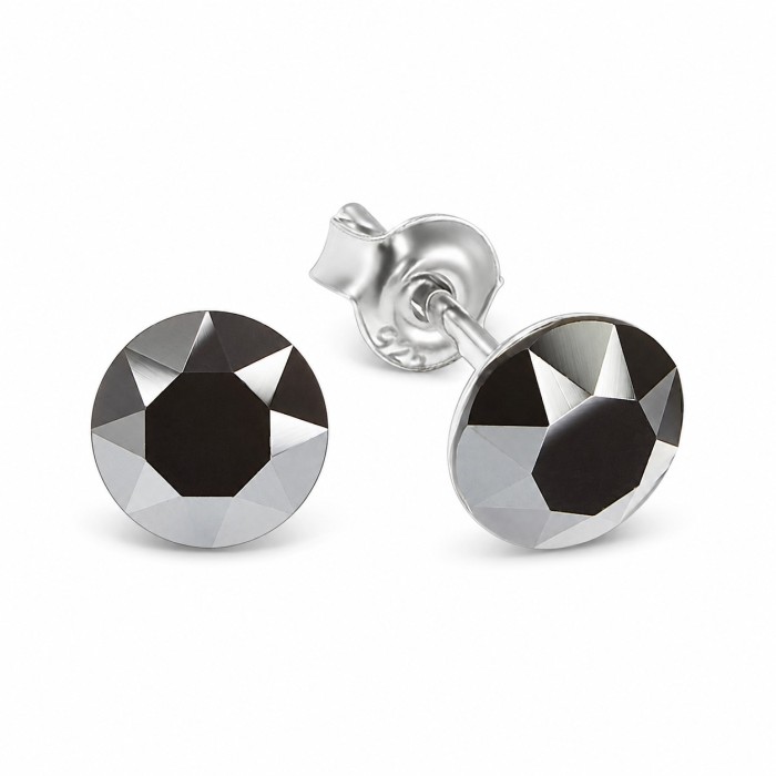 Sidabrinis papuošalų rinkinys moterims DiamondSky „Classic (Jet Hematite)“ su Swarovski kristalais