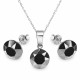 Sidabrinis papuošalų rinkinys moterims DiamondSky „Classic (Jet Hematite)“ su Swarovski kristalais