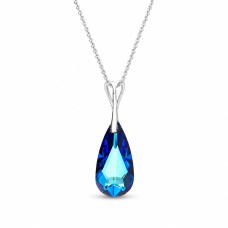 Sidabrinis kaklo papuošalas moterims DiamondSky „Rainbow Waterfall (Bermuda Blue)“ su Swarovski kristalais