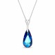 Sidabrinis kaklo papuošalas moterims DiamondSky „Rainbow Waterfall (Bermuda Blue)“ su Swarovski kristalais