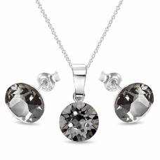 Sidabrinis papuošalų rinkinys moterims „Classic (Silver Night)“ su Swarovski® kristalais