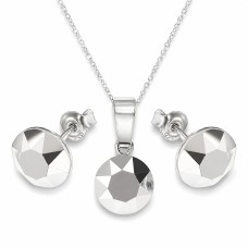 Sidabrinis papuošalų rinkinys moterims „Classic (Light Chrome)“ su Swarovski® kristalais