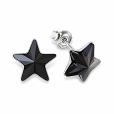 Sidabriniai auskarai „Star (Jet)“ su Swarovski® kristalais